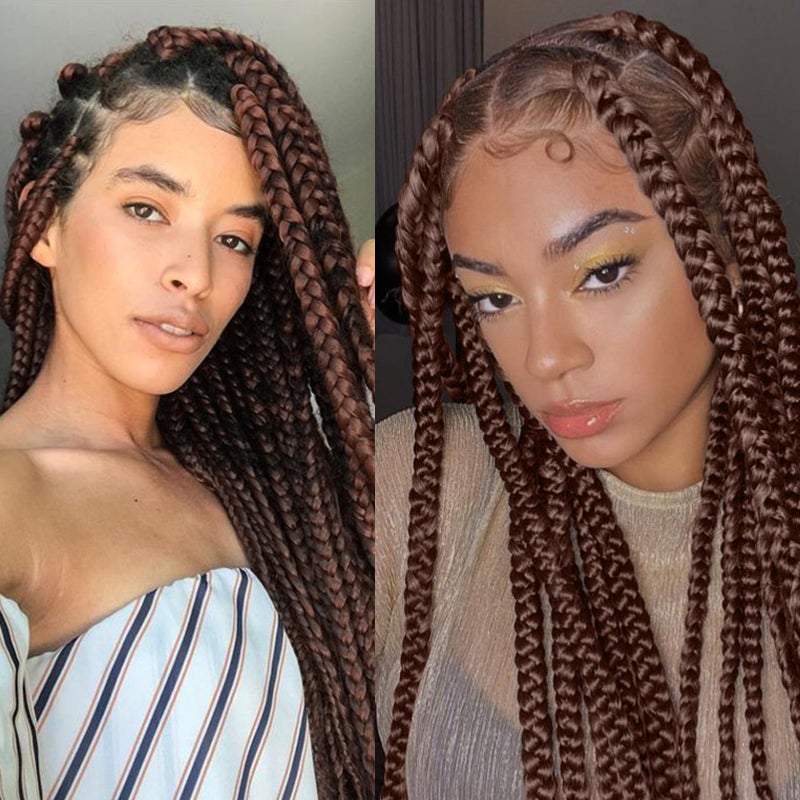 ALIABSION Pre-Stretched Braiding Hair 26 Inch 8 Packs Brown Braiding Hair Pre Stretched for Twist or Box Braids Hot Water Setting Soft Yaki Synthetic Knotless Braid Hair Extension (Color 30#) - Image 2
